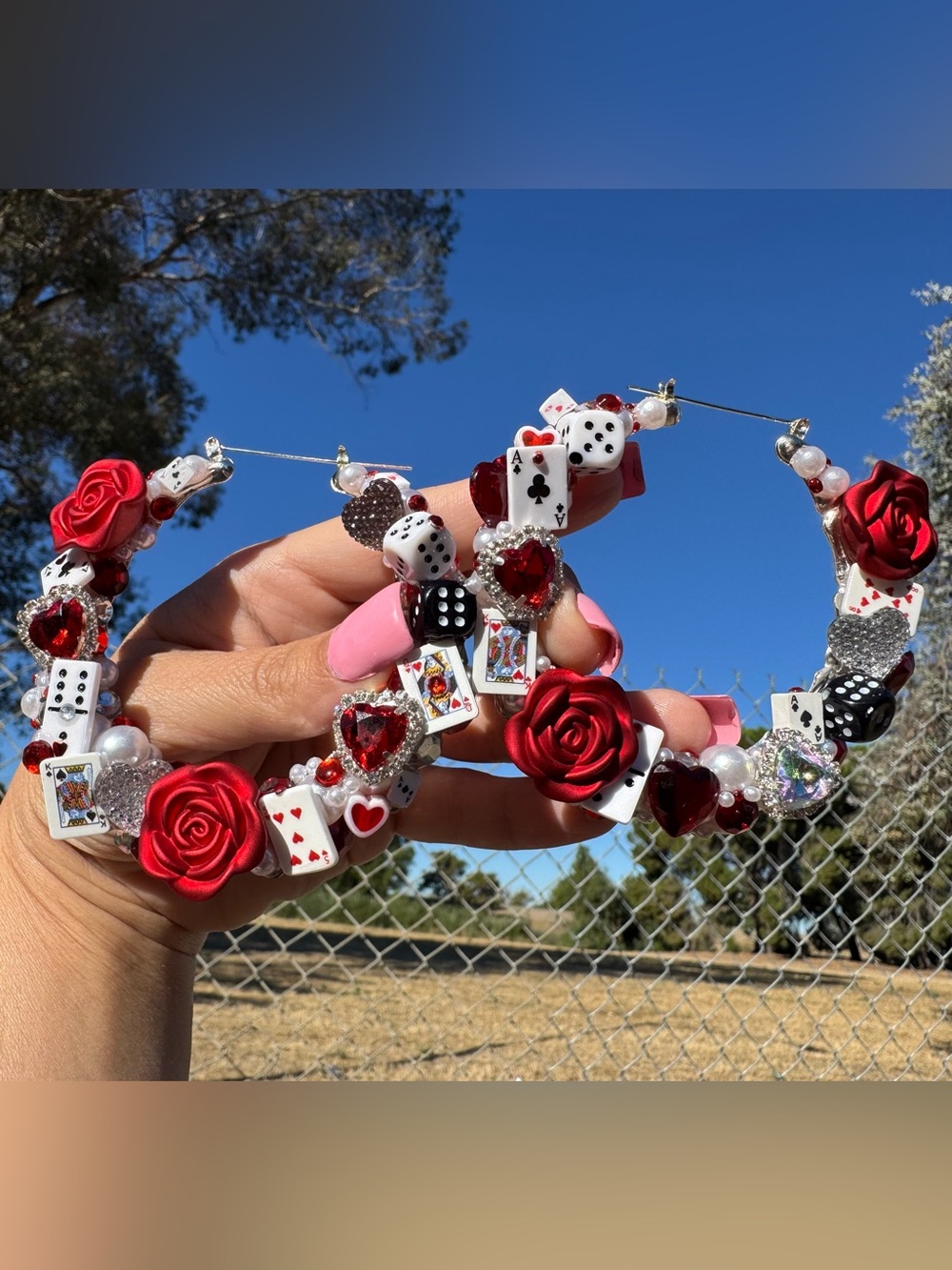 Hand crafted Poker/Casino themed “junk” earrings